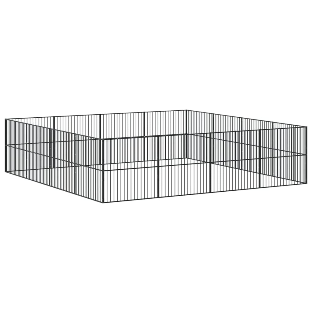 vidaXL Țarc pentru câini cu 16 panouri, negru, oțel galvanizat vidaXL Țarc pentru câini cu 16 panouri, negru, oțel galvanizat