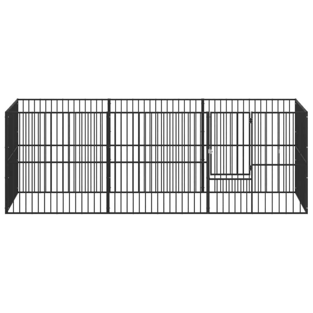 vidaXL Țarc pentru câini cu 8 panouri, negru, oțel galvanizat vidaXL Țarc pentru câini cu 8 panouri, negru, oțel galvanizat