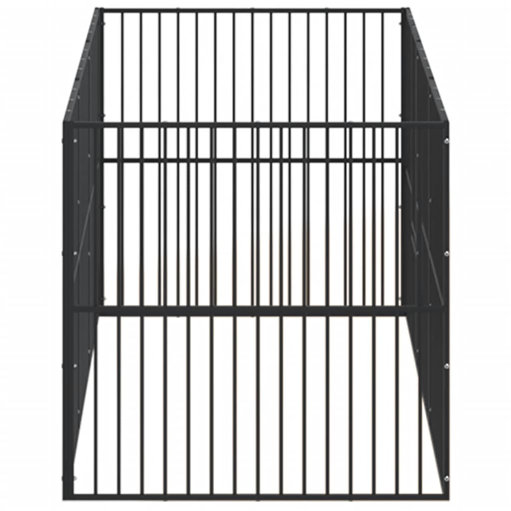vidaXL Țarc pentru câini cu 8 panouri, negru, oțel galvanizat vidaXL Țarc pentru câini cu 8 panouri, negru, oțel galvanizat