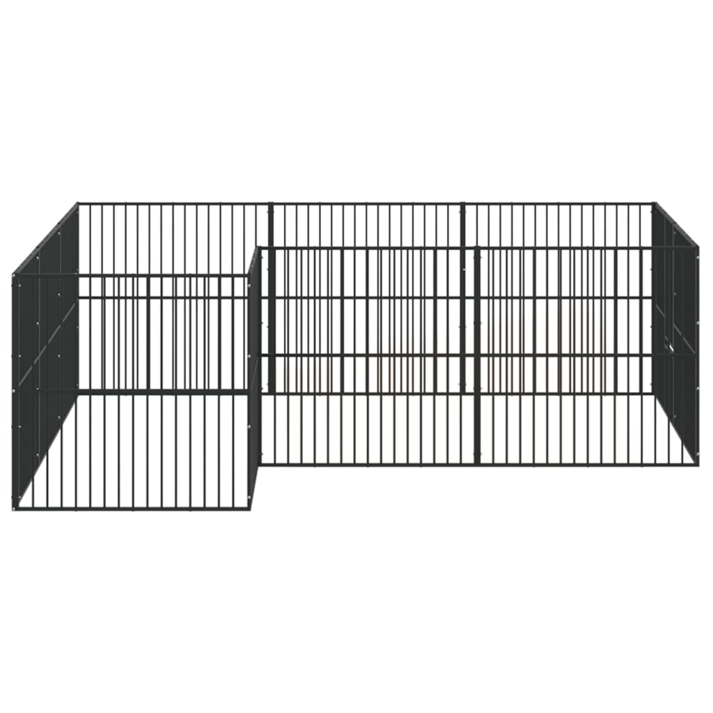 vidaXL Țarc pentru câini cu 12 panouri, negru, oțel galvanizat vidaXL Țarc pentru câini cu 12 panouri, negru, oțel galvanizat