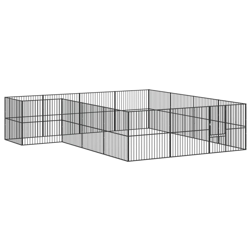 vidaXL Țarc pentru câini cu 16 panouri, negru, oțel galvanizat vidaXL Țarc pentru câini cu 16 panouri, negru, oțel galvanizat