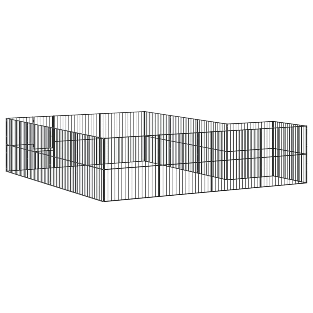 vidaXL Țarc pentru câini cu 16 panouri, negru, oțel galvanizat vidaXL Țarc pentru câini cu 16 panouri, negru, oțel galvanizat