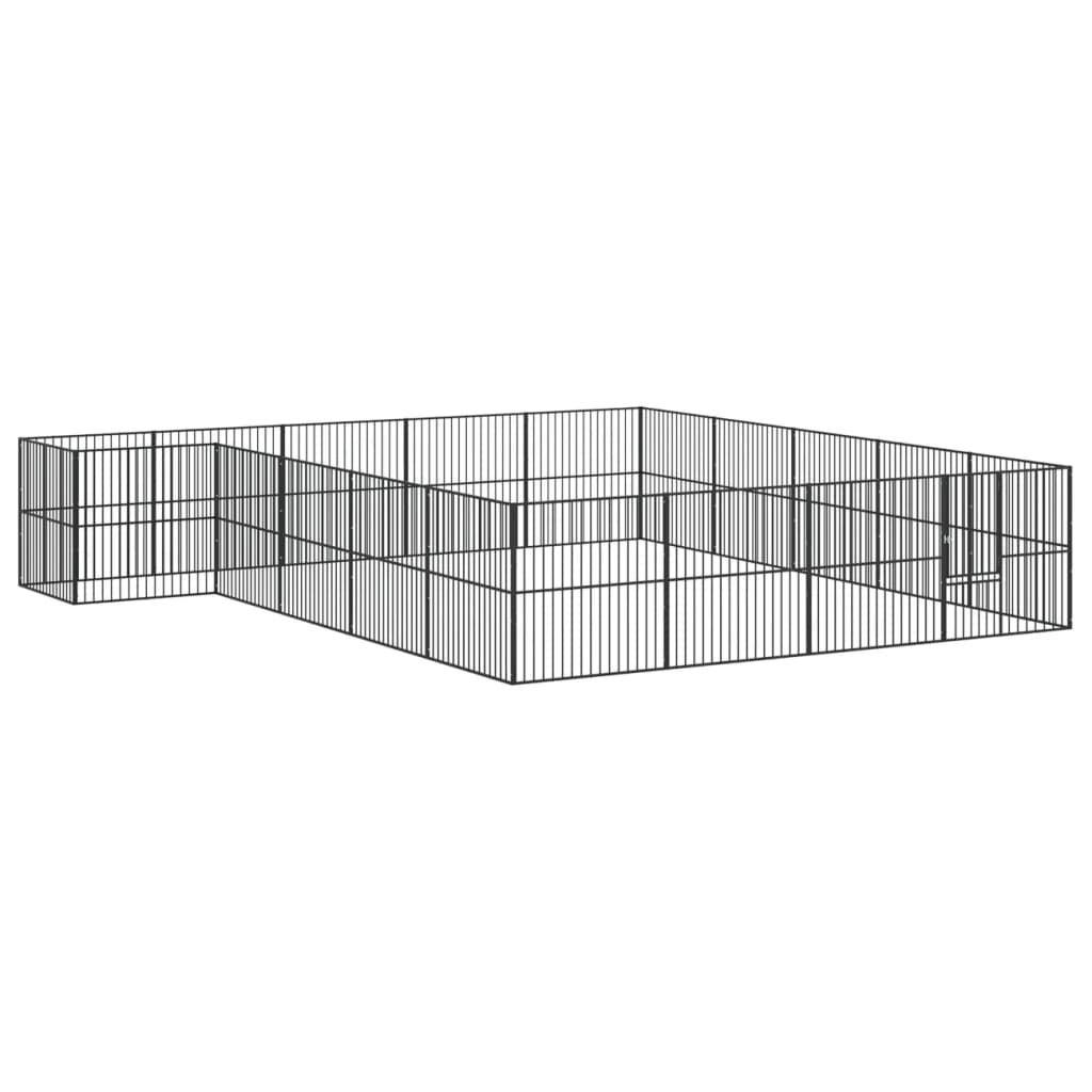 vidaXL Țarc pentru câini cu 20 panouri, negru, oțel galvanizat vidaXL Țarc pentru câini cu 20 panouri, negru, oțel galvanizat