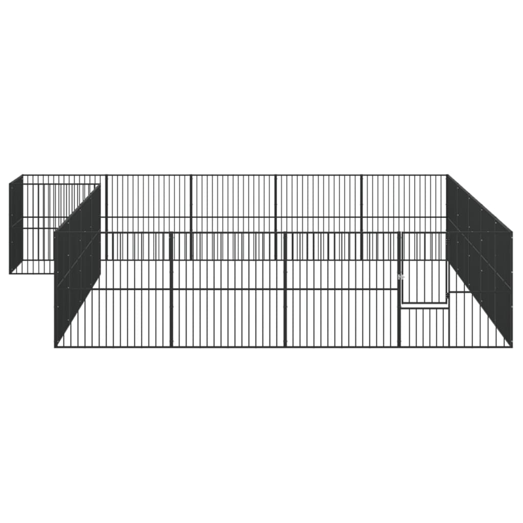 vidaXL Țarc pentru câini cu 20 panouri, negru, oțel galvanizat vidaXL Țarc pentru câini cu 20 panouri, negru, oțel galvanizat