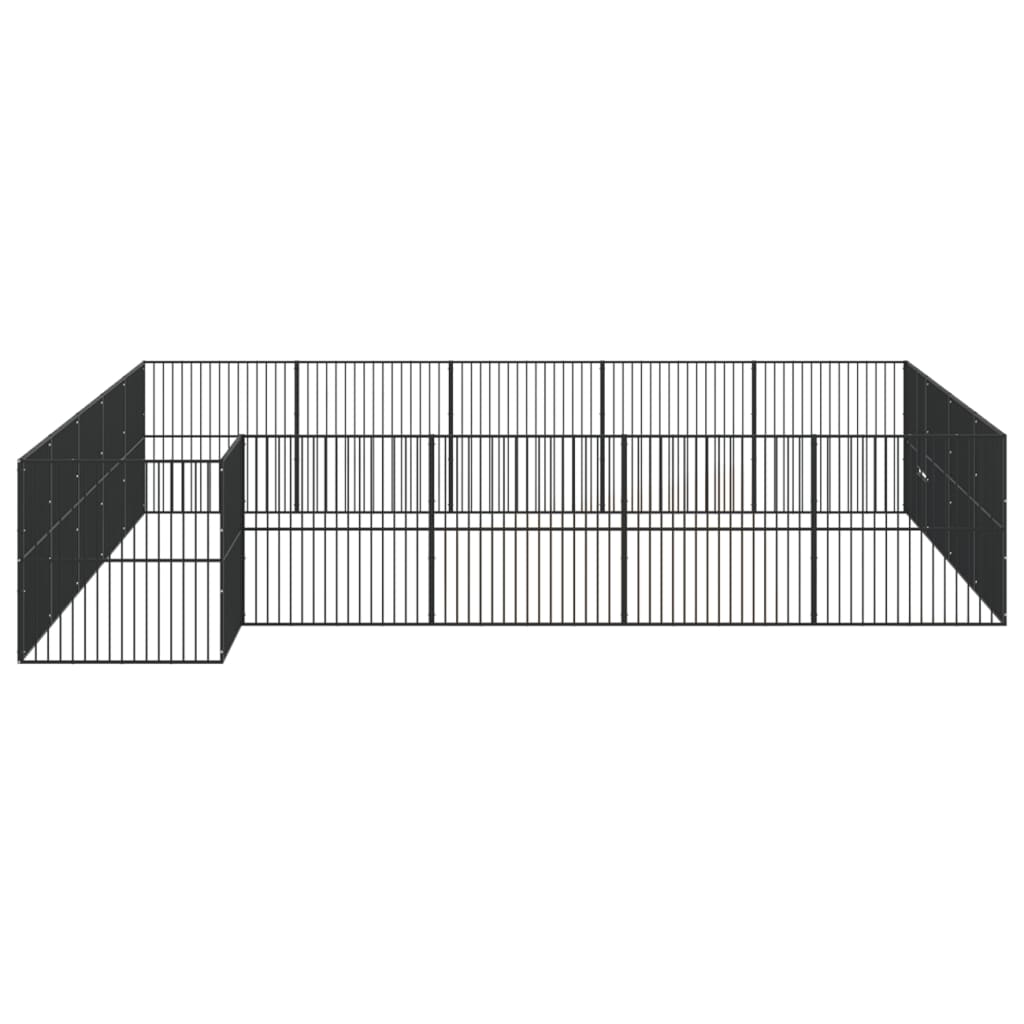 vidaXL Țarc pentru câini cu 20 panouri, negru, oțel galvanizat vidaXL Țarc pentru câini cu 20 panouri, negru, oțel galvanizat