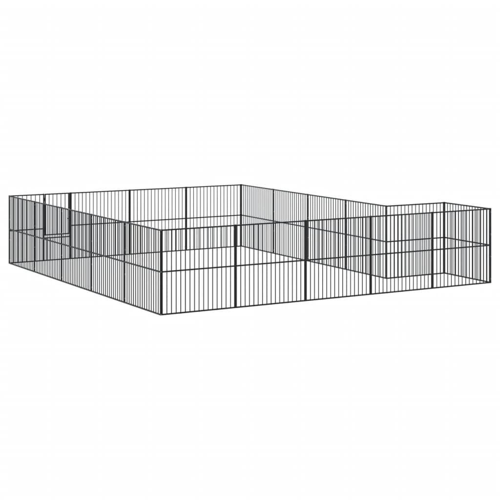 vidaXL Țarc pentru câini cu 20 panouri, negru, oțel galvanizat vidaXL Țarc pentru câini cu 20 panouri, negru, oțel galvanizat