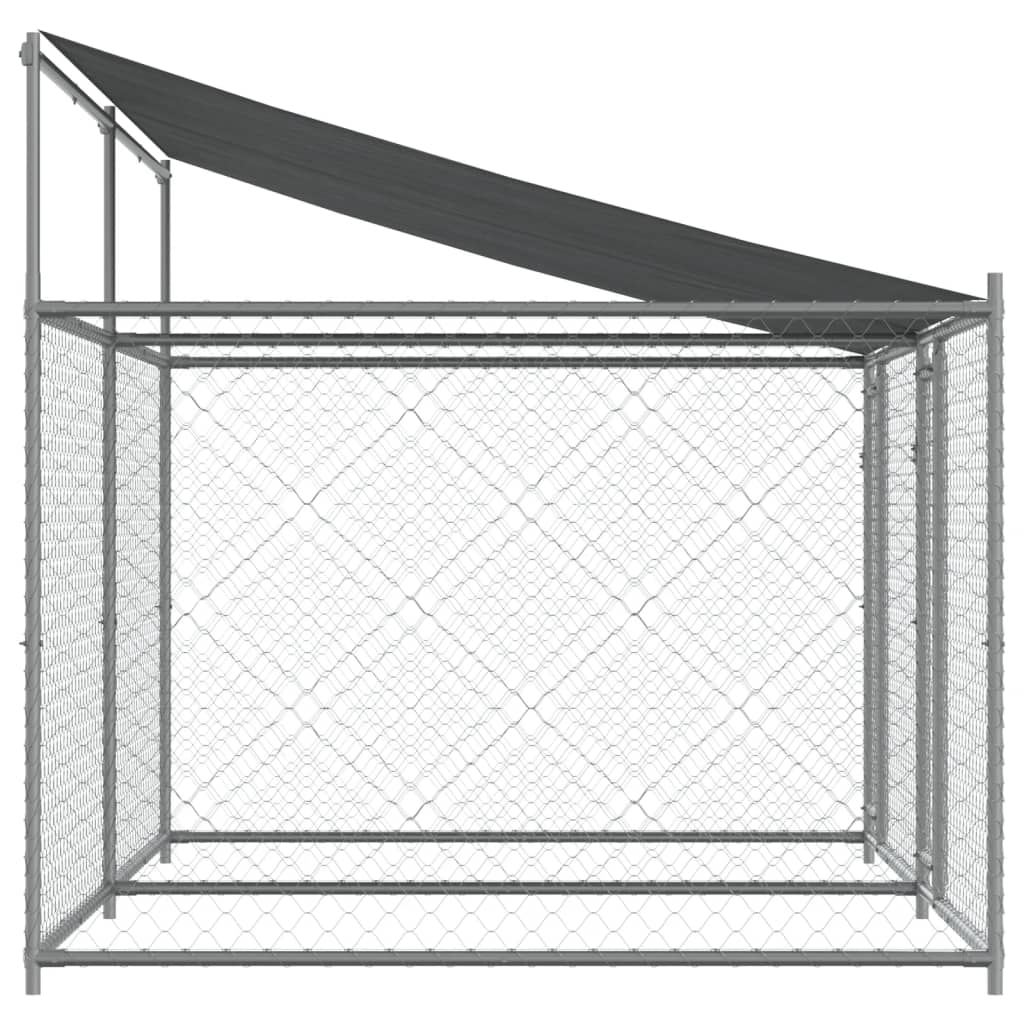 vidaXL Cușcă câini cu acoperiș și uși, gri, 4x2x2 m, oțel galvanizat vidaXL Cușcă câini cu acoperiș și uși, gri, 4x2x2 m, oțel galvanizat