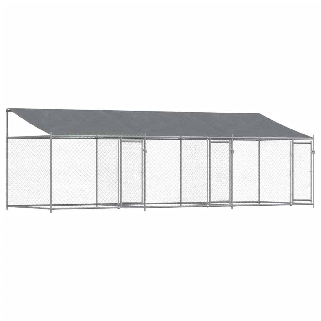 vidaXL Cușcă câini cu acoperiș și uși, gri, 6x2x2 m, oțel galvanizat vidaXL Cușcă câini cu acoperiș și uși, gri, 6x2x2 m, oțel galvanizat