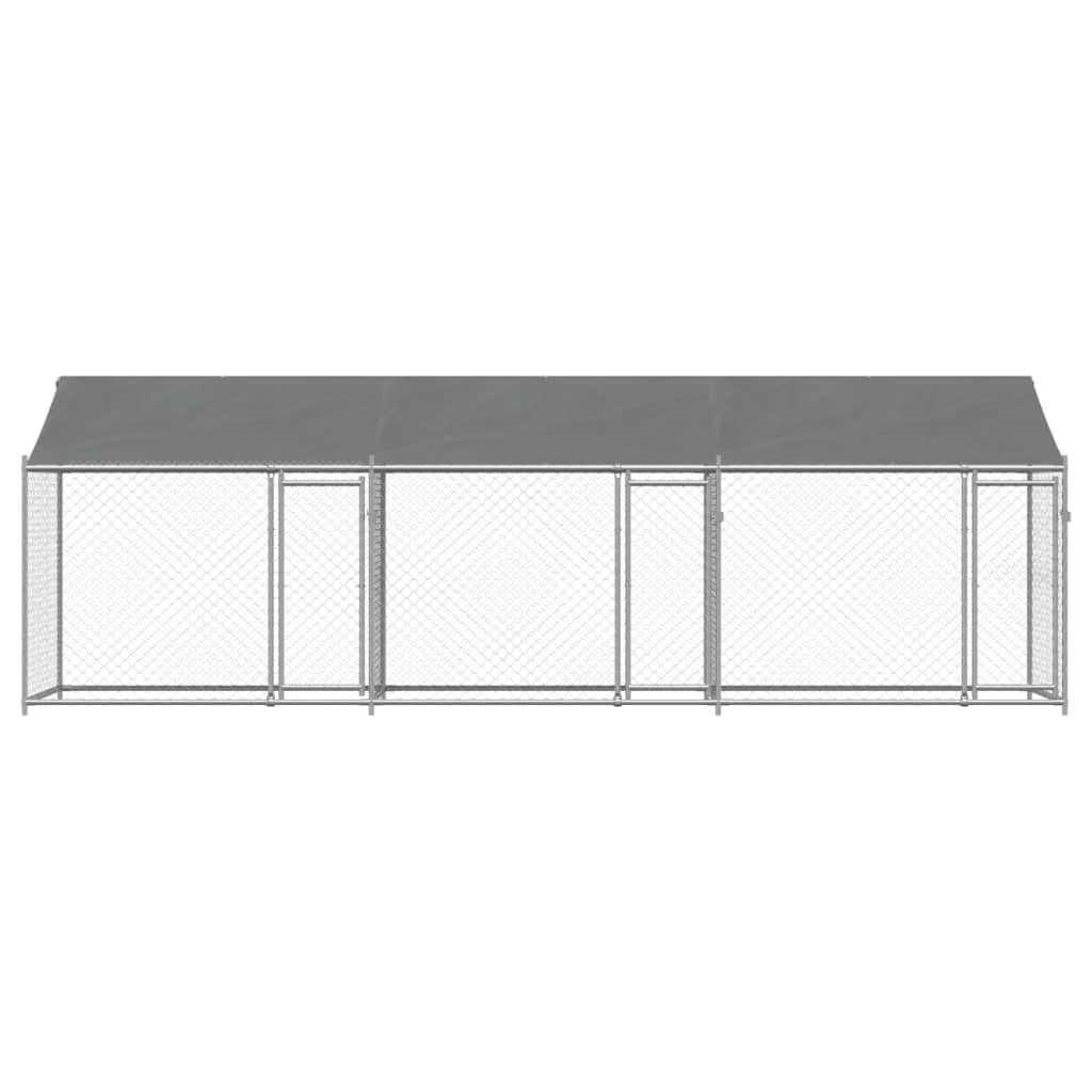 vidaXL Cușcă câini cu acoperiș și uși, gri, 6x2x2 m, oțel galvanizat vidaXL Cușcă câini cu acoperiș și uși, gri, 6x2x2 m, oțel galvanizat