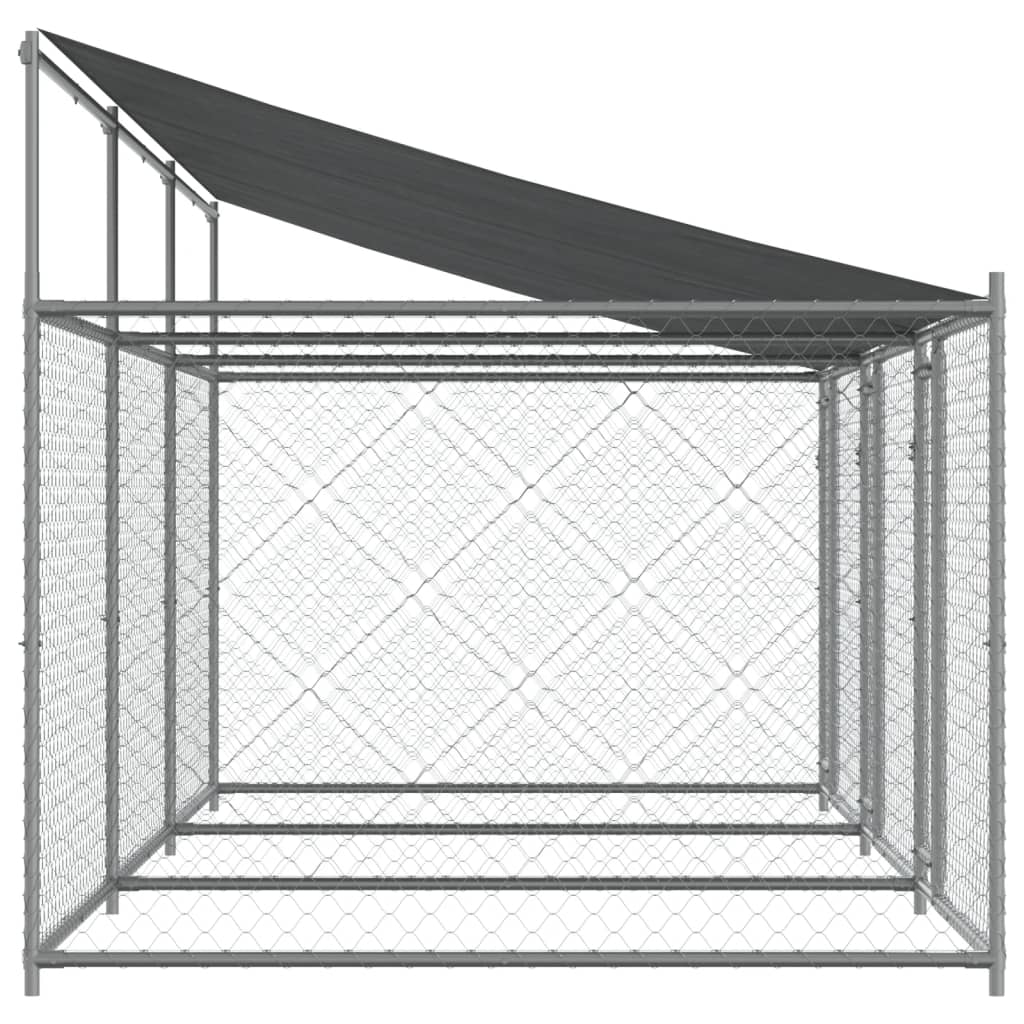 vidaXL Cușcă câini cu acoperiș și uși, gri, 6x2x2 m, oțel galvanizat vidaXL Cușcă câini cu acoperiș și uși, gri, 6x2x2 m, oțel galvanizat