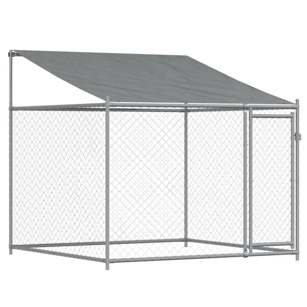 vidaXL Cușcă câini cu acoperiș și uși, gri, 6x2x2 m, oțel galvanizat vidaXL Cușcă câini cu acoperiș și uși, gri, 6x2x2 m, oțel galvanizat
