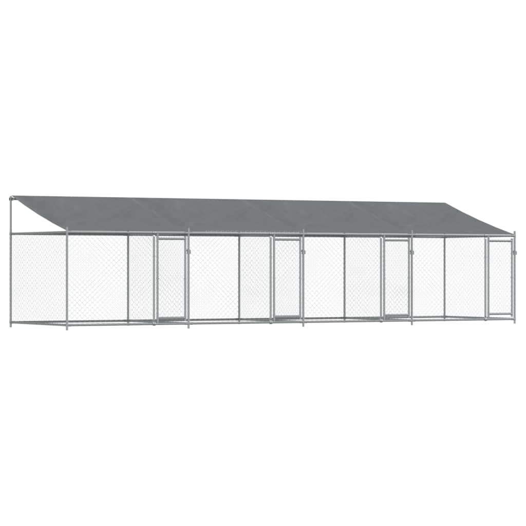 vidaXL Cușcă câini cu acoperiș și uși, gri, 8x2x2 m, oțel galvanizat vidaXL Cușcă câini cu acoperiș și uși, gri, 8x2x2 m, oțel galvanizat