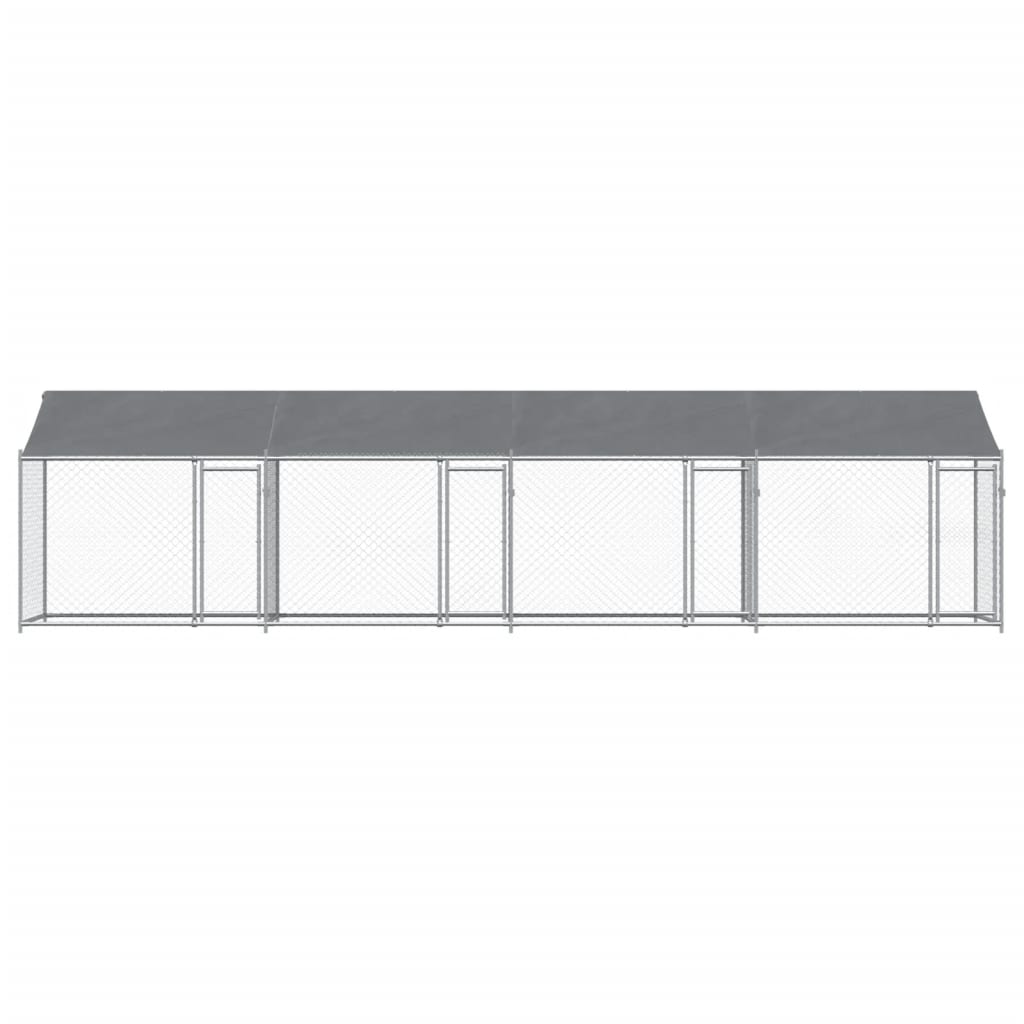 vidaXL Cușcă câini cu acoperiș și uși, gri, 8x2x2 m, oțel galvanizat vidaXL Cușcă câini cu acoperiș și uși, gri, 8x2x2 m, oțel galvanizat