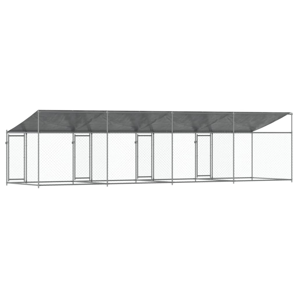 vidaXL Cușcă câini cu acoperiș și uși, gri, 8x2x2 m, oțel galvanizat vidaXL Cușcă câini cu acoperiș și uși, gri, 8x2x2 m, oțel galvanizat