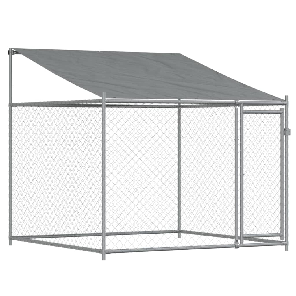vidaXL Cușcă câini cu acoperiș și uși, gri, 8x2x2 m, oțel galvanizat vidaXL Cușcă câini cu acoperiș și uși, gri, 8x2x2 m, oțel galvanizat
