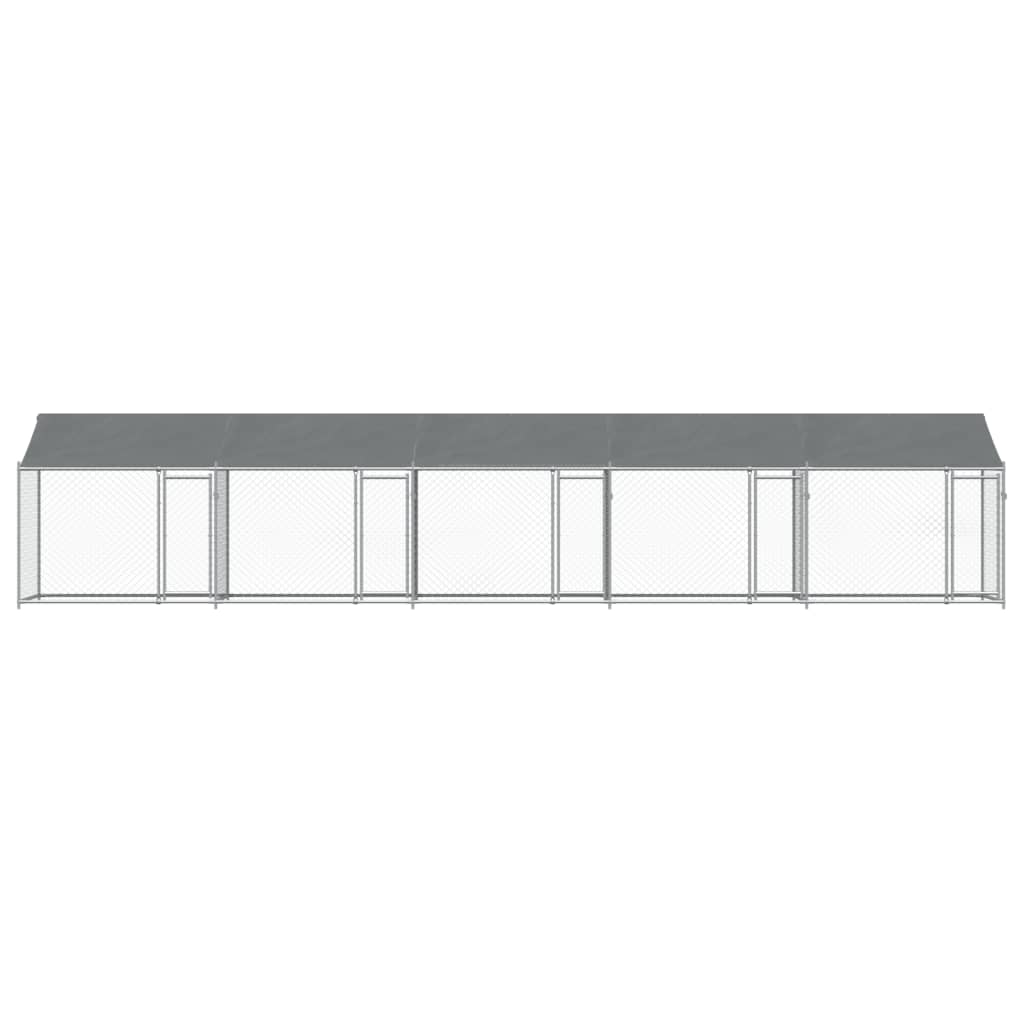 vidaXL Cușcă câini cu acoperiș și uși, gri, 10x2x2 m, oțel galvanizat vidaXL Cușcă câini cu acoperiș și uși, gri, 10x2x2 m, oțel galvanizat