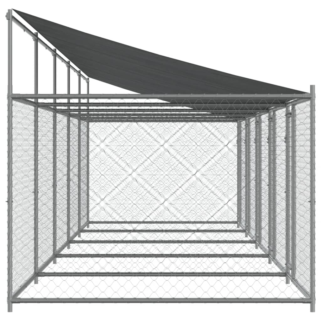 vidaXL Cușcă câini cu acoperiș și uși, gri, 10x2x2 m, oțel galvanizat vidaXL Cușcă câini cu acoperiș și uși, gri, 10x2x2 m, oțel galvanizat