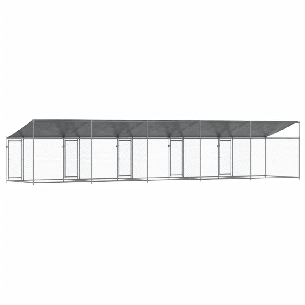 vidaXL Cușcă câini cu acoperiș și uși, gri, 10x2x2 m, oțel galvanizat vidaXL Cușcă câini cu acoperiș și uși, gri, 10x2x2 m, oțel galvanizat