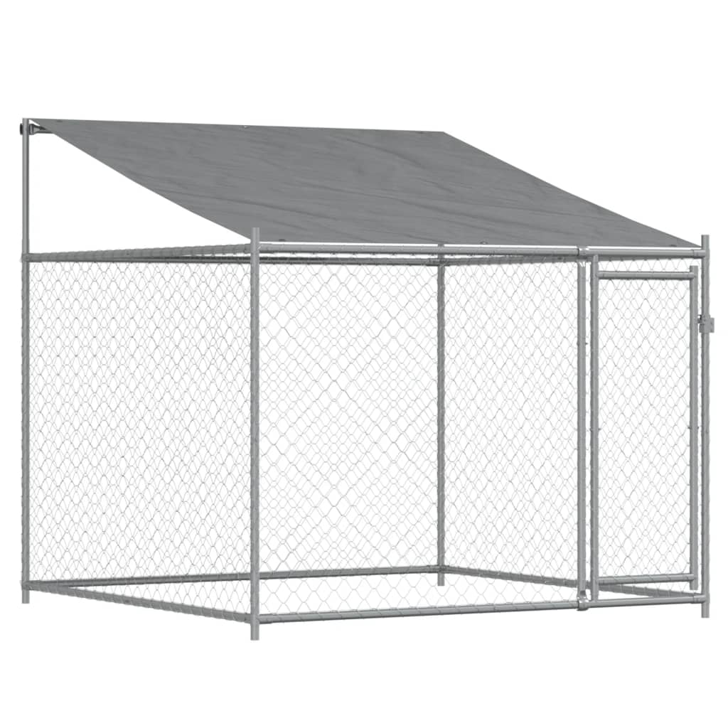vidaXL Cușcă câini cu acoperiș și uși, gri, 10x2x2 m, oțel galvanizat vidaXL Cușcă câini cu acoperiș și uși, gri, 10x2x2 m, oțel galvanizat