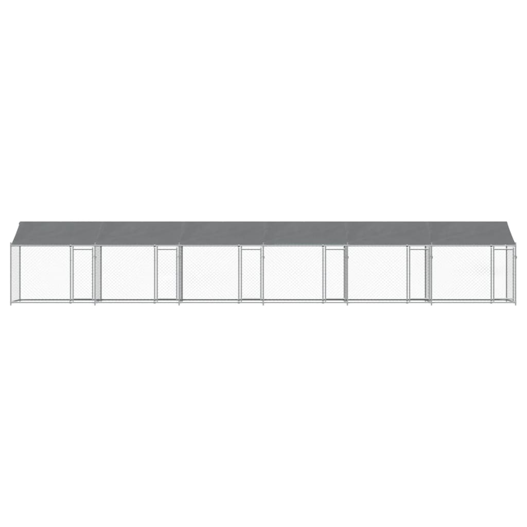 vidaXL Cușcă câini cu acoperiș și uși, gri, 12x2x2 m, oțel galvanizat vidaXL Cușcă câini cu acoperiș și uși, gri, 12x2x2 m, oțel galvanizat