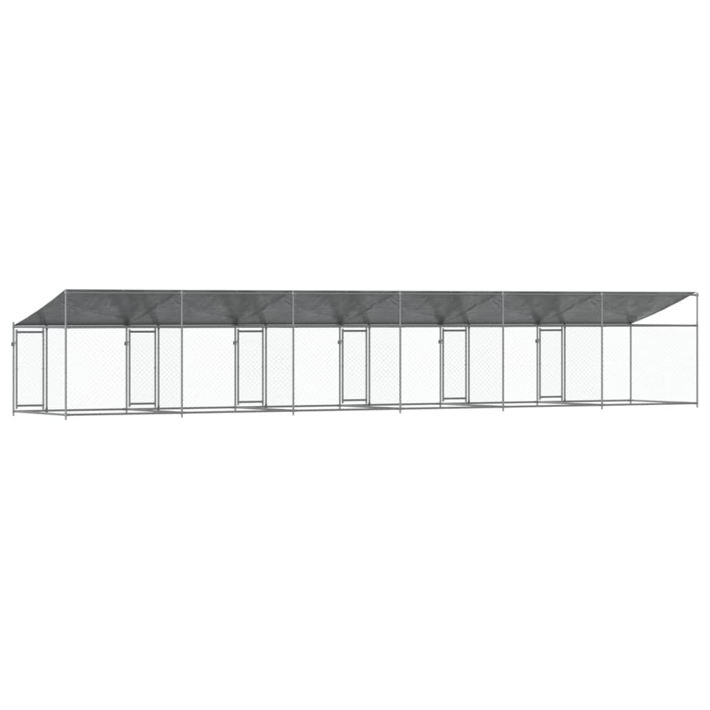 vidaXL Cușcă câini cu acoperiș și uși, gri, 12x2x2 m, oțel galvanizat vidaXL Cușcă câini cu acoperiș și uși, gri, 12x2x2 m, oțel galvanizat