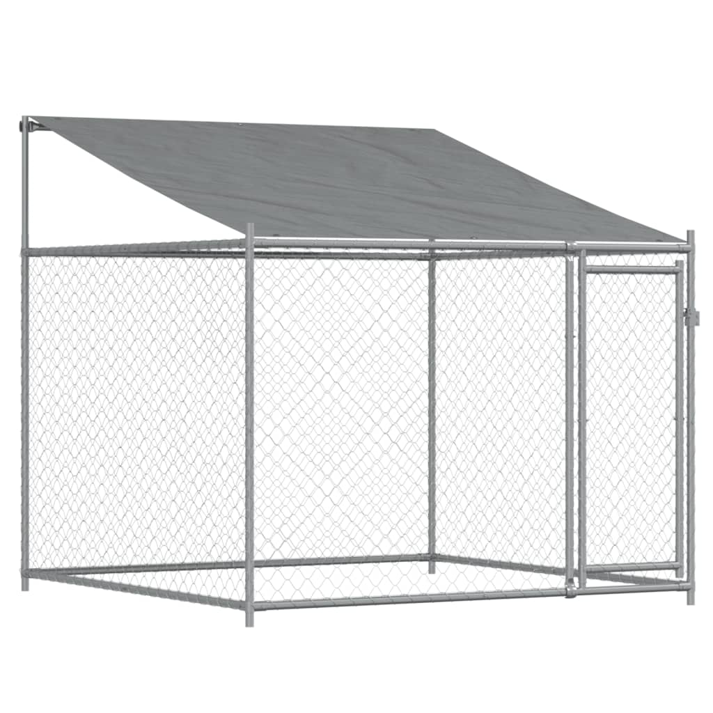 vidaXL Cușcă câini cu acoperiș și uși, gri, 12x2x2 m, oțel galvanizat vidaXL Cușcă câini cu acoperiș și uși, gri, 12x2x2 m, oțel galvanizat