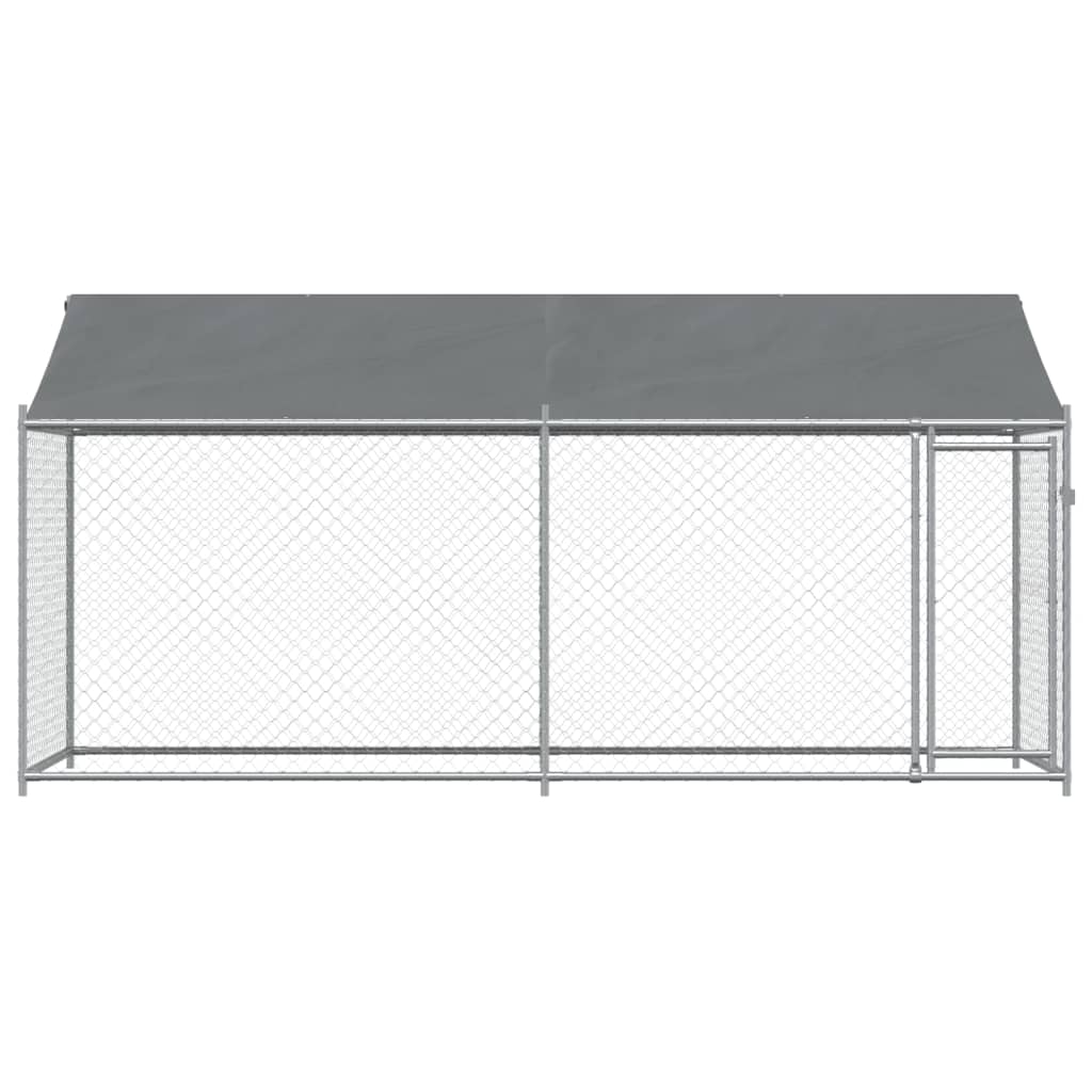 vidaXL Cușcă câini cu acoperiș și uși, gri, 4x2x2 m, oțel galvanizat vidaXL Cușcă câini cu acoperiș și uși, gri, 4x2x2 m, oțel galvanizat