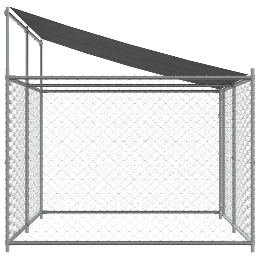vidaXL Cușcă câini cu acoperiș și uși, gri, 4x2x2 m, oțel galvanizat vidaXL Cușcă câini cu acoperiș și uși, gri, 4x2x2 m, oțel galvanizat