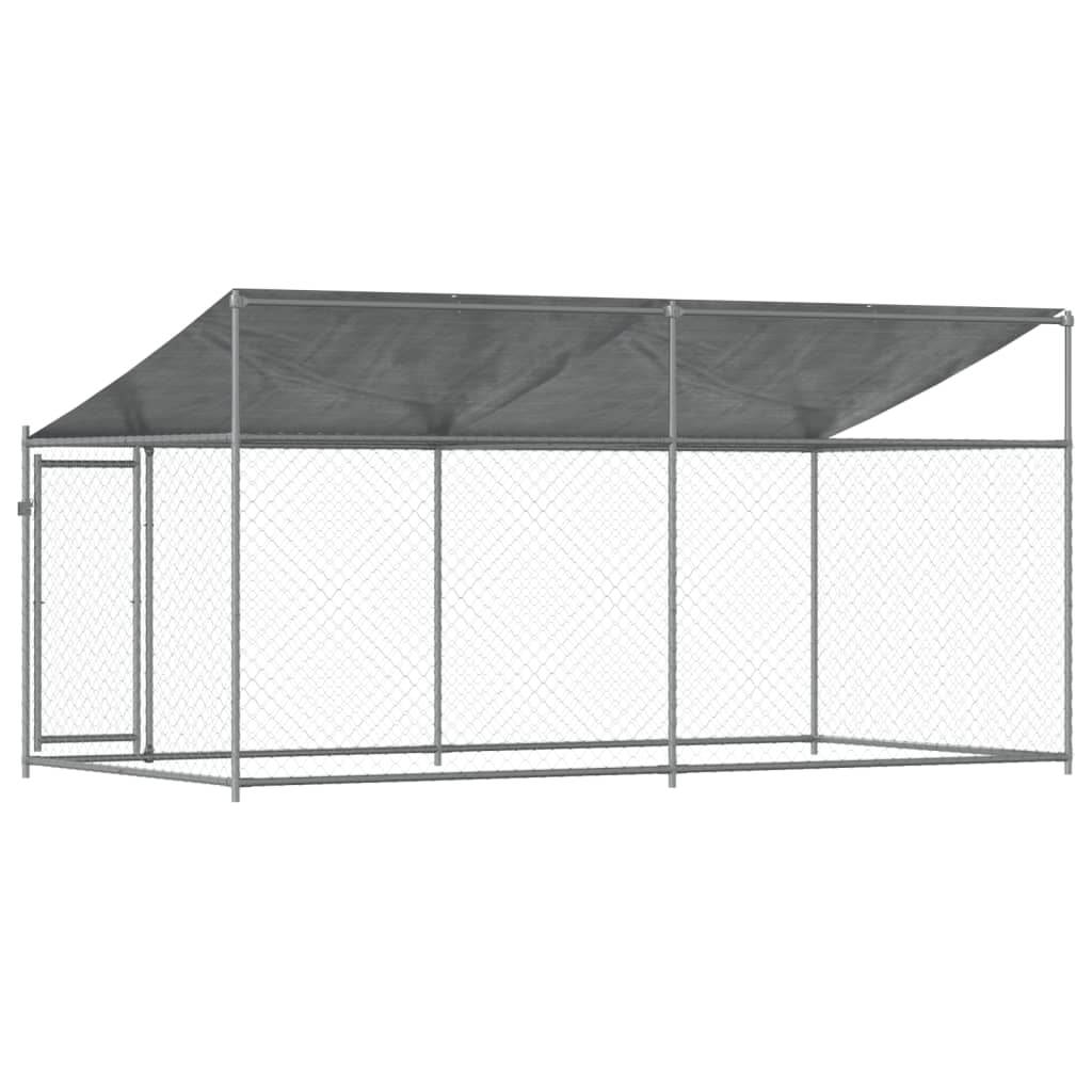 vidaXL Cușcă câini cu acoperiș și uși, gri, 4x2x2 m, oțel galvanizat vidaXL Cușcă câini cu acoperiș și uși, gri, 4x2x2 m, oțel galvanizat