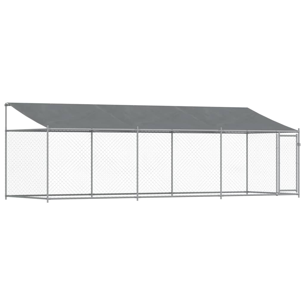 vidaXL Cușcă câini cu acoperiș și uși, gri, 6x2x2 m, oțel galvanizat vidaXL Cușcă câini cu acoperiș și uși, gri, 6x2x2 m, oțel galvanizat