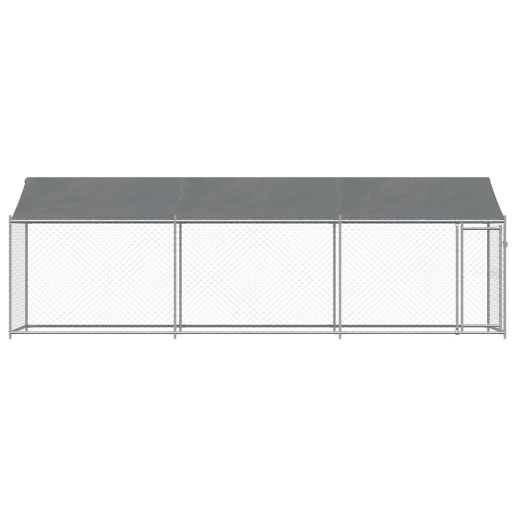 vidaXL Cușcă câini cu acoperiș și uși, gri, 6x2x2 m, oțel galvanizat vidaXL Cușcă câini cu acoperiș și uși, gri, 6x2x2 m, oțel galvanizat