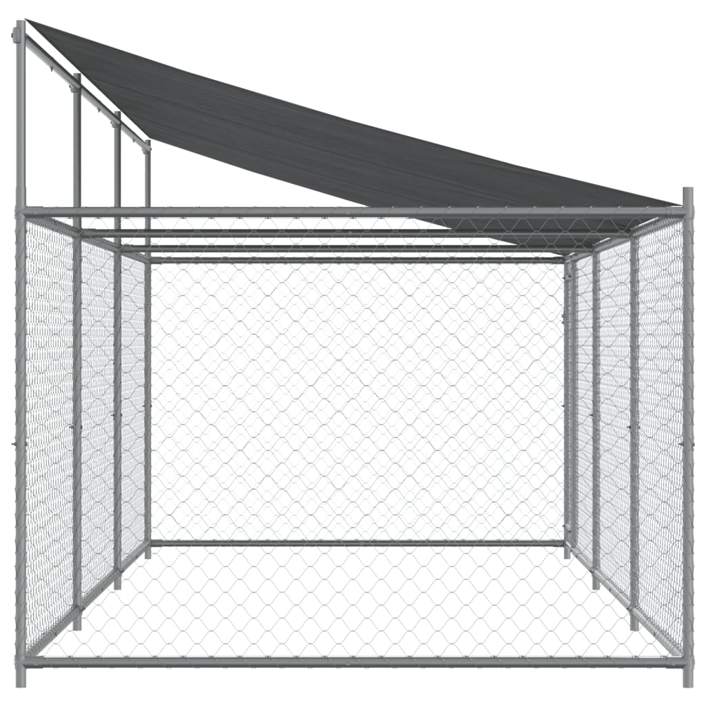 vidaXL Cușcă câini cu acoperiș și uși, gri, 6x2x2 m, oțel galvanizat vidaXL Cușcă câini cu acoperiș și uși, gri, 6x2x2 m, oțel galvanizat