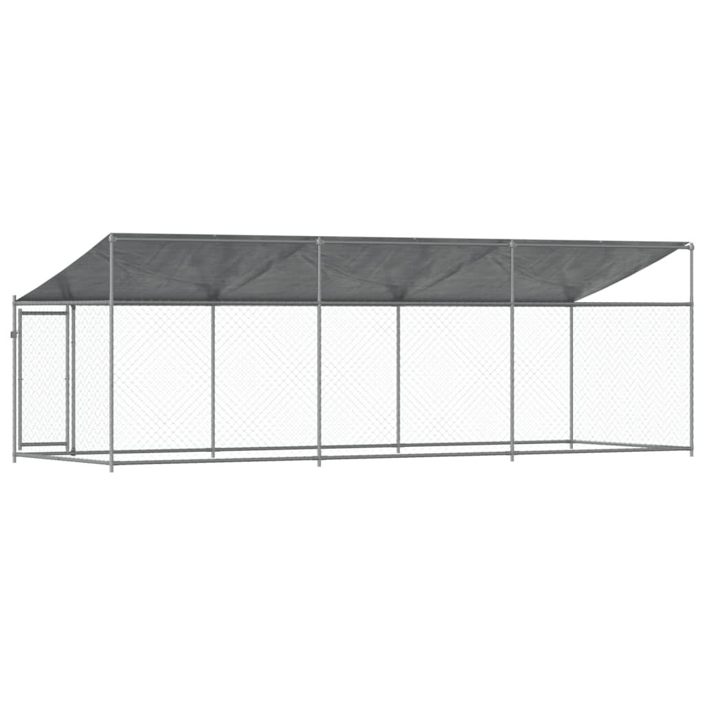 vidaXL Cușcă câini cu acoperiș și uși, gri, 6x2x2 m, oțel galvanizat vidaXL Cușcă câini cu acoperiș și uși, gri, 6x2x2 m, oțel galvanizat