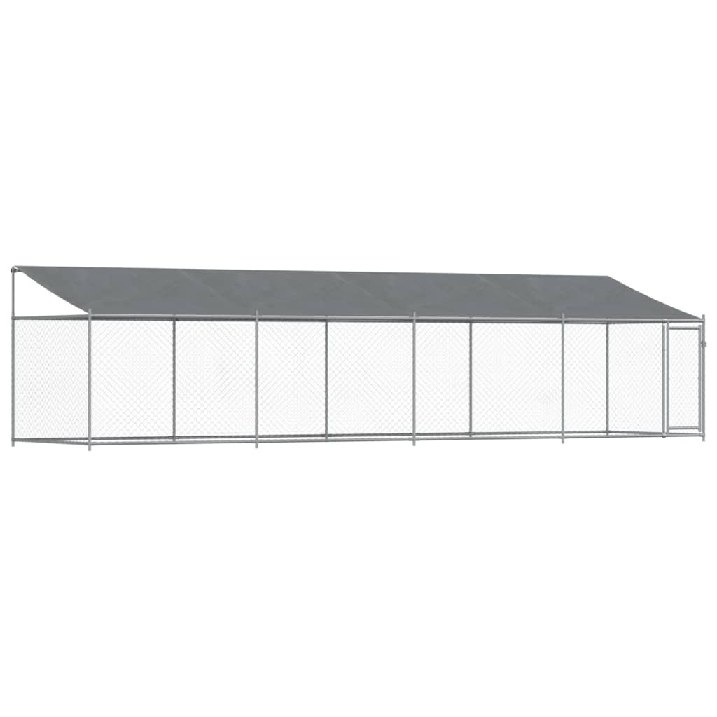 vidaXL Cușcă câini cu acoperiș și uși, gri, 8x2x2 m, oțel galvanizat vidaXL Cușcă câini cu acoperiș și uși, gri, 8x2x2 m, oțel galvanizat