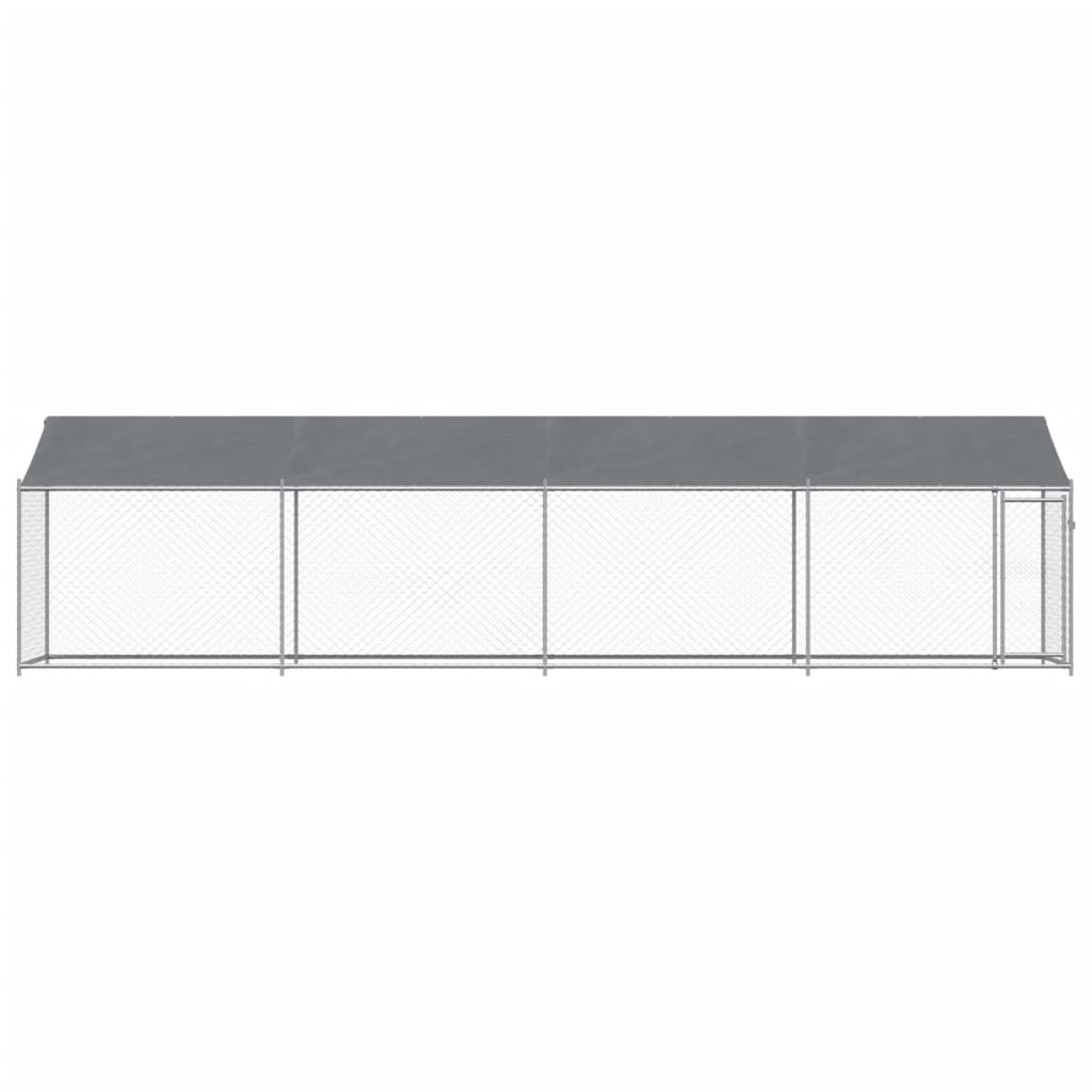 vidaXL Cușcă câini cu acoperiș și uși, gri, 8x2x2 m, oțel galvanizat vidaXL Cușcă câini cu acoperiș și uși, gri, 8x2x2 m, oțel galvanizat