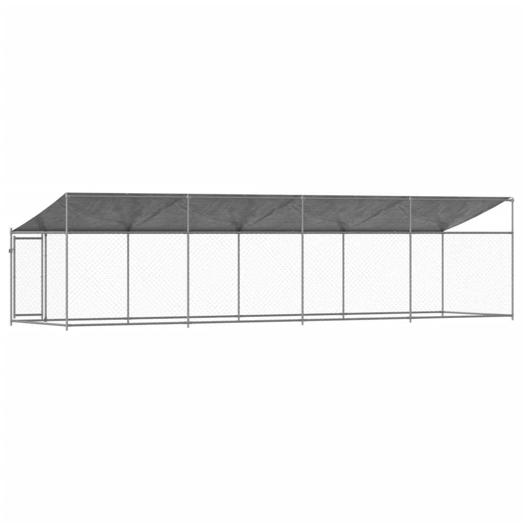 vidaXL Cușcă câini cu acoperiș și uși, gri, 8x2x2 m, oțel galvanizat vidaXL Cușcă câini cu acoperiș și uși, gri, 8x2x2 m, oțel galvanizat