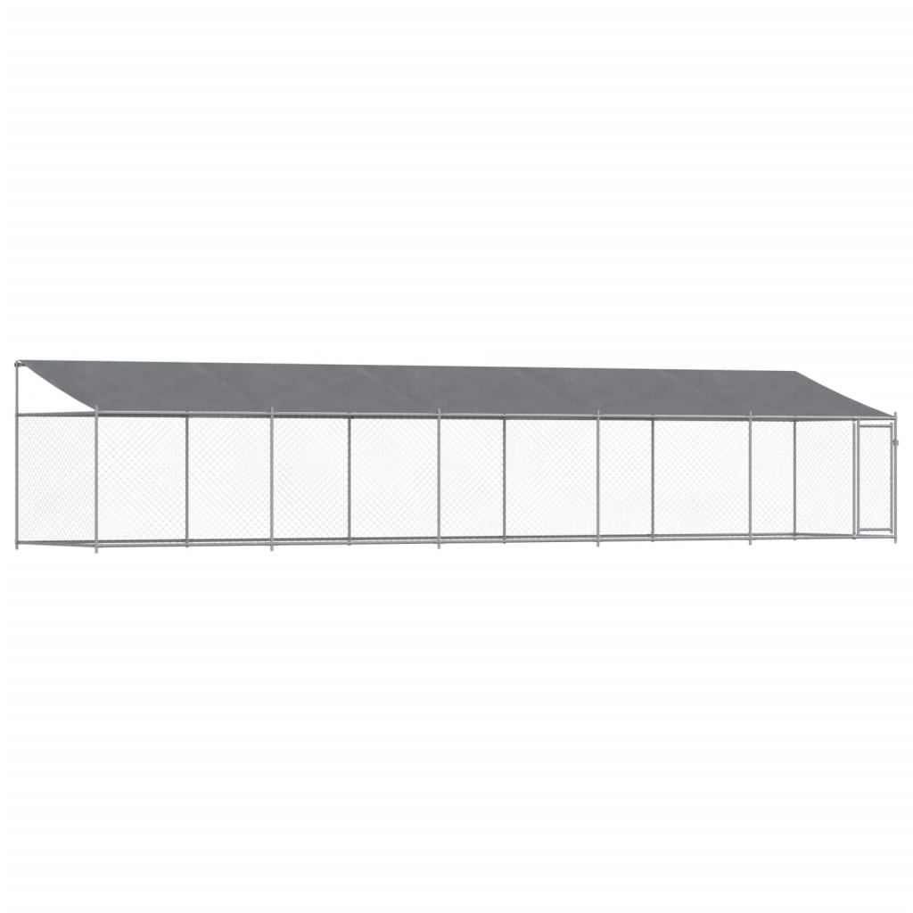 vidaXL Cușcă câini cu acoperiș și ușă, gri, 10x2x2 m, oțel galvanizat vidaXL Cușcă câini cu acoperiș și ușă, gri, 10x2x2 m, oțel galvanizat