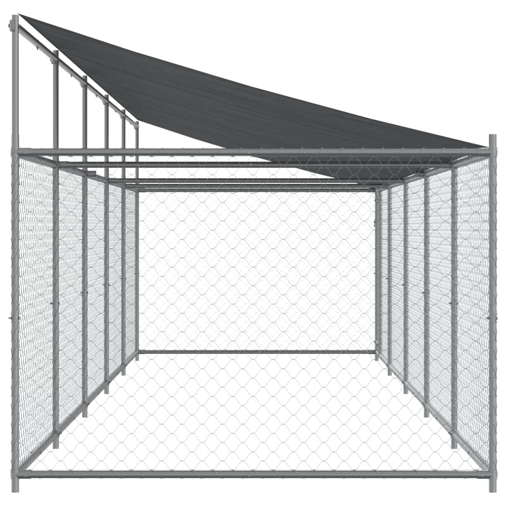 vidaXL Cușcă câini cu acoperiș și ușă, gri, 10x2x2 m, oțel galvanizat vidaXL Cușcă câini cu acoperiș și ușă, gri, 10x2x2 m, oțel galvanizat