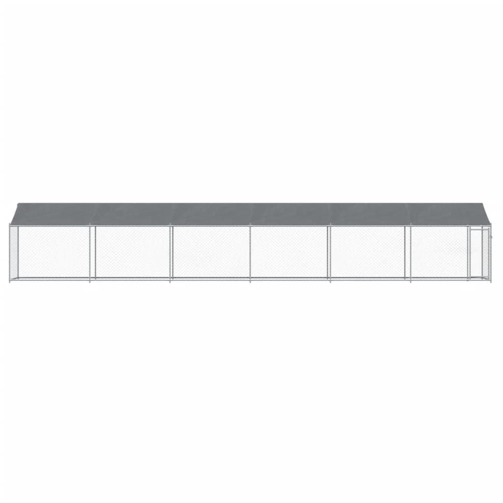 vidaXL Cușcă câini cu acoperiș și ușă, gri, 12x2x2 m, oțel galvanizat vidaXL Cușcă câini cu acoperiș și ușă, gri, 12x2x2 m, oțel galvanizat