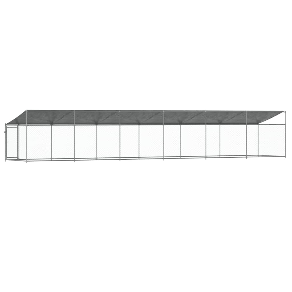 vidaXL Cușcă câini cu acoperiș și ușă, gri, 12x2x2 m, oțel galvanizat vidaXL Cușcă câini cu acoperiș și ușă, gri, 12x2x2 m, oțel galvanizat