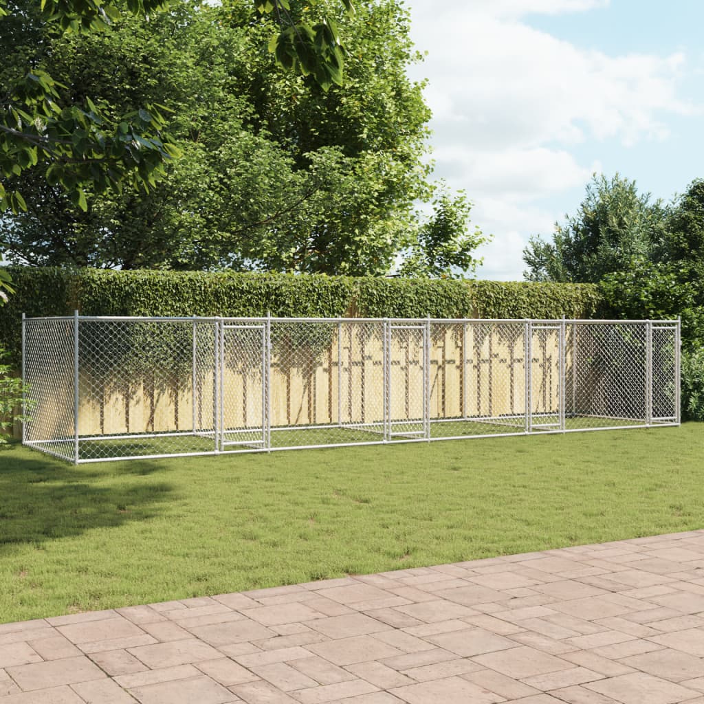 vidaXL Cușcă pentru câini cu uși, gri, 8x2x1,5 m, oțel galvanizat vidaXL Cușcă pentru câini cu uși, gri, 8x2x1,5 m, oțel galvanizat