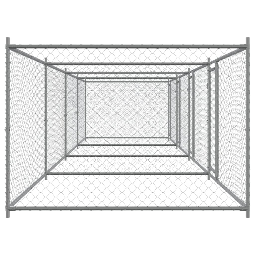 vidaXL Cușcă pentru câini cu uși, gri, 8x2x1,5 m, oțel galvanizat vidaXL Cușcă pentru câini cu uși, gri, 8x2x1,5 m, oțel galvanizat