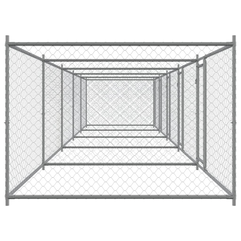 vidaXL Cușcă pentru câini cu uși, gri, 10x2x1,5 m, oțel galvanizat vidaXL Cușcă pentru câini cu uși, gri, 10x2x1,5 m, oțel galvanizat