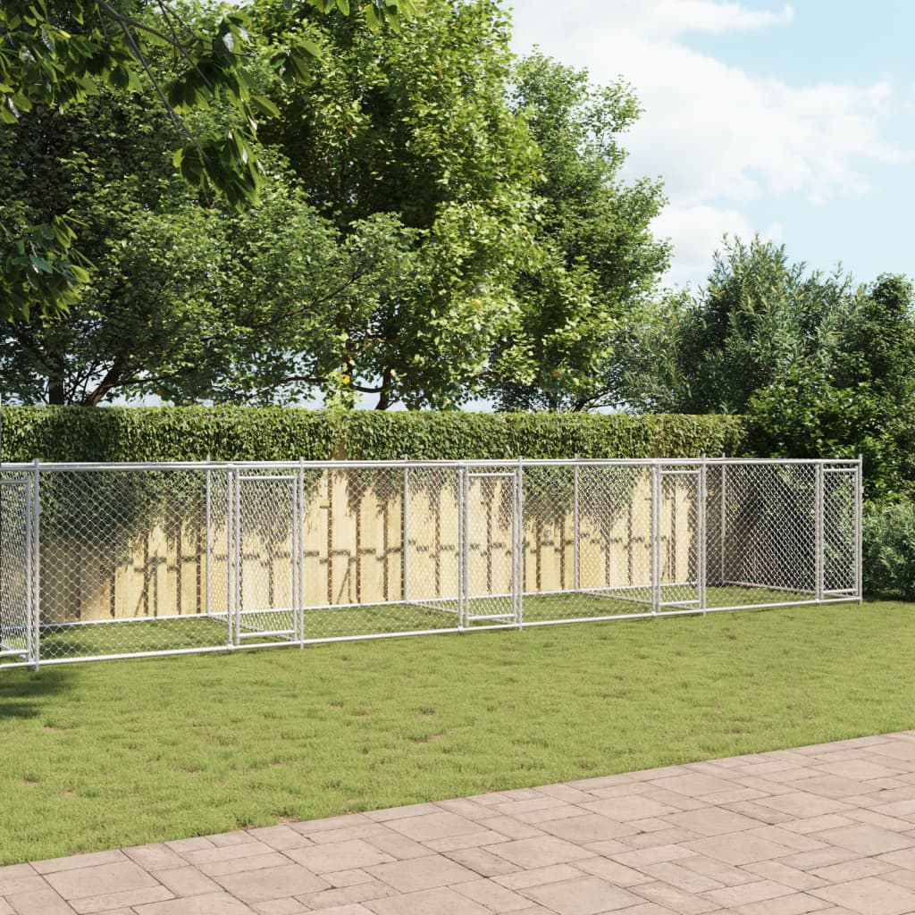 vidaXL Cușcă pentru câini cu uși, gri, 12x2x1,5 m, oțel galvanizat vidaXL Cușcă pentru câini cu uși, gri, 12x2x1,5 m, oțel galvanizat