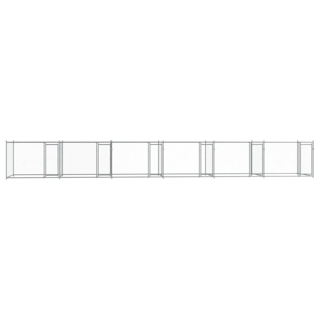 vidaXL Cușcă pentru câini cu uși, gri, 12x2x1,5 m, oțel galvanizat vidaXL Cușcă pentru câini cu uși, gri, 12x2x1,5 m, oțel galvanizat