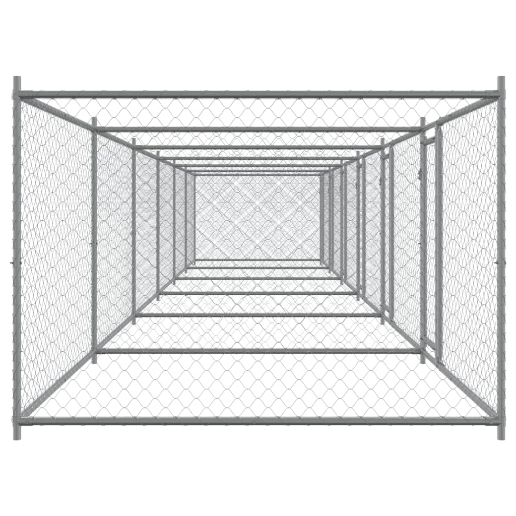 vidaXL Cușcă pentru câini cu uși, gri, 12x2x1,5 m, oțel galvanizat vidaXL Cușcă pentru câini cu uși, gri, 12x2x1,5 m, oțel galvanizat