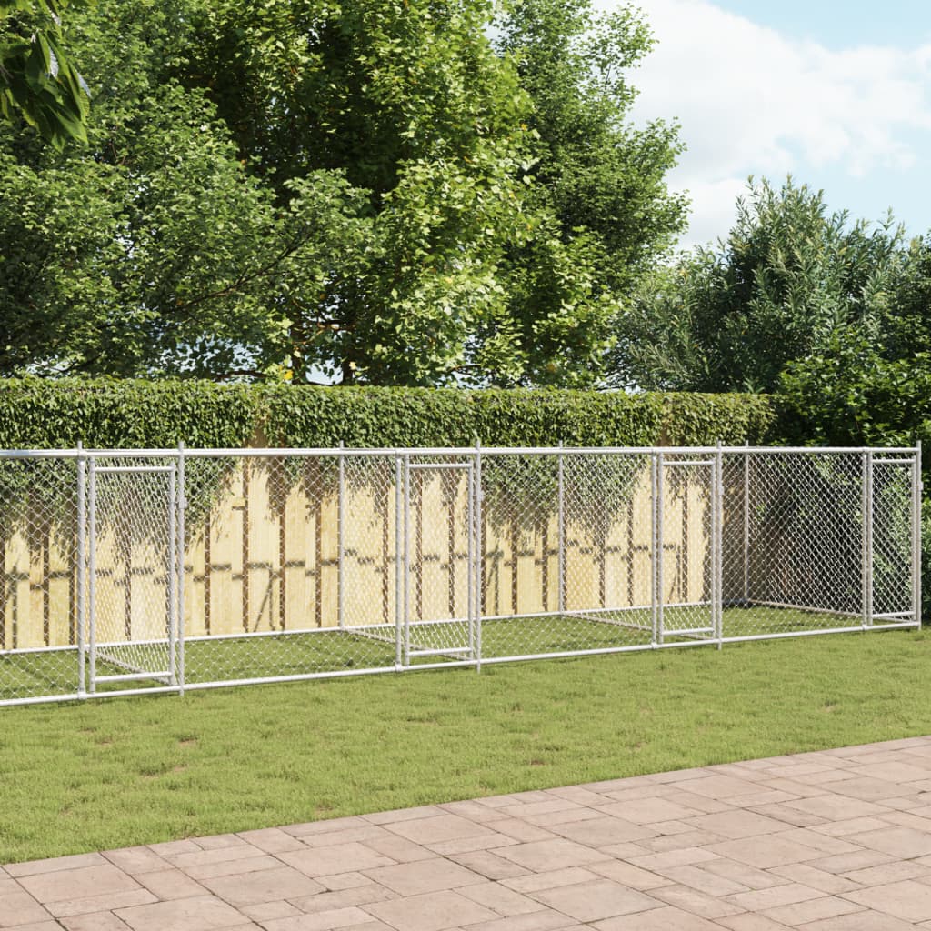 vidaXL Cușcă pentru câini cu uși, gri, 12x2x1,5 m, oțel galvanizat vidaXL Cușcă pentru câini cu uși, gri, 12x2x1,5 m, oțel galvanizat
