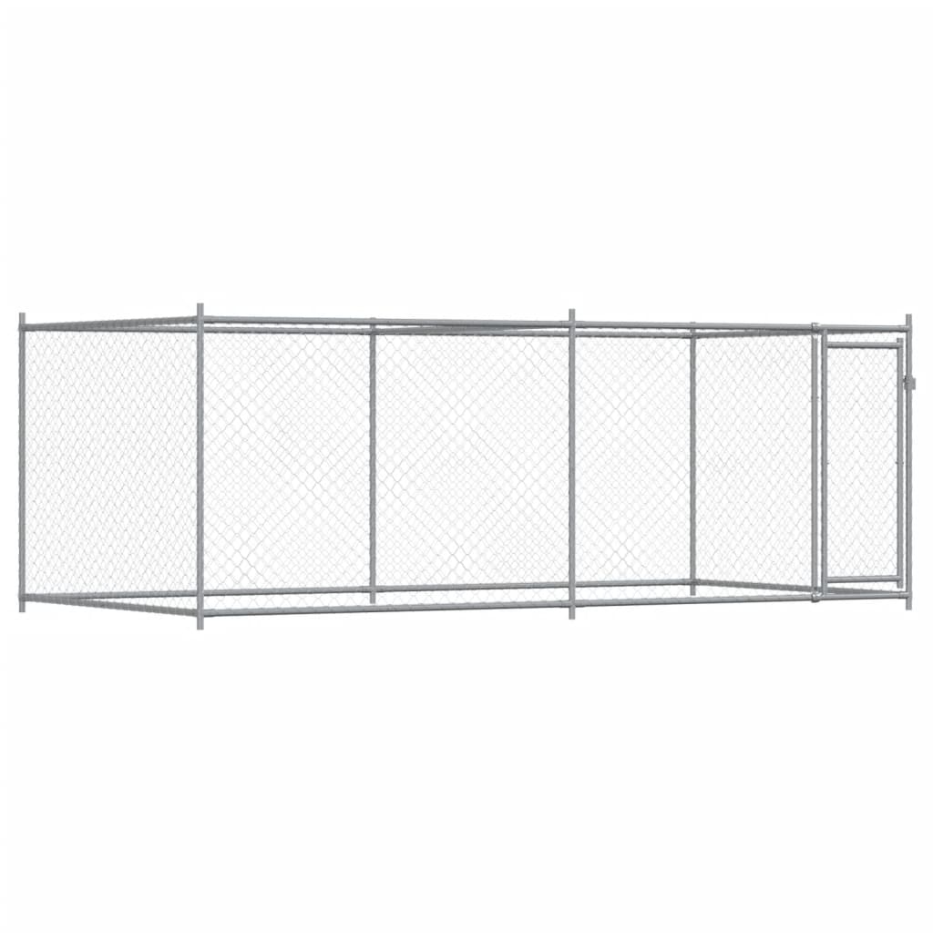 vidaXL Cușcă pentru câini cu ușă, gri, 4x2x1,5 m, oțel galvanizat vidaXL Cușcă pentru câini cu ușă, gri, 4x2x1,5 m, oțel galvanizat
