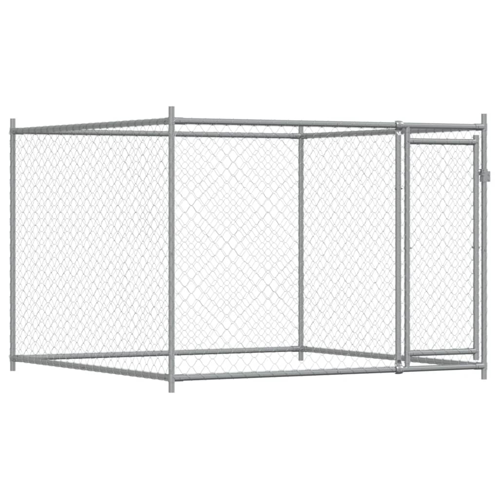 vidaXL Cușcă pentru câini cu ușă, gri, 4x2x1,5 m, oțel galvanizat vidaXL Cușcă pentru câini cu ușă, gri, 4x2x1,5 m, oțel galvanizat