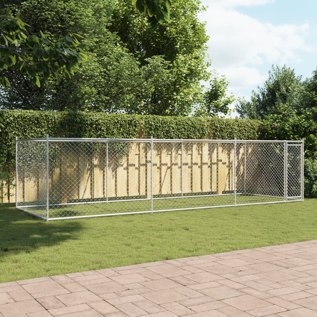 vidaXL Cușcă pentru câini cu ușă, gri, 6x2x1,5 m, oțel galvanizat vidaXL Cușcă pentru câini cu ușă, gri, 6x2x1,5 m, oțel galvanizat